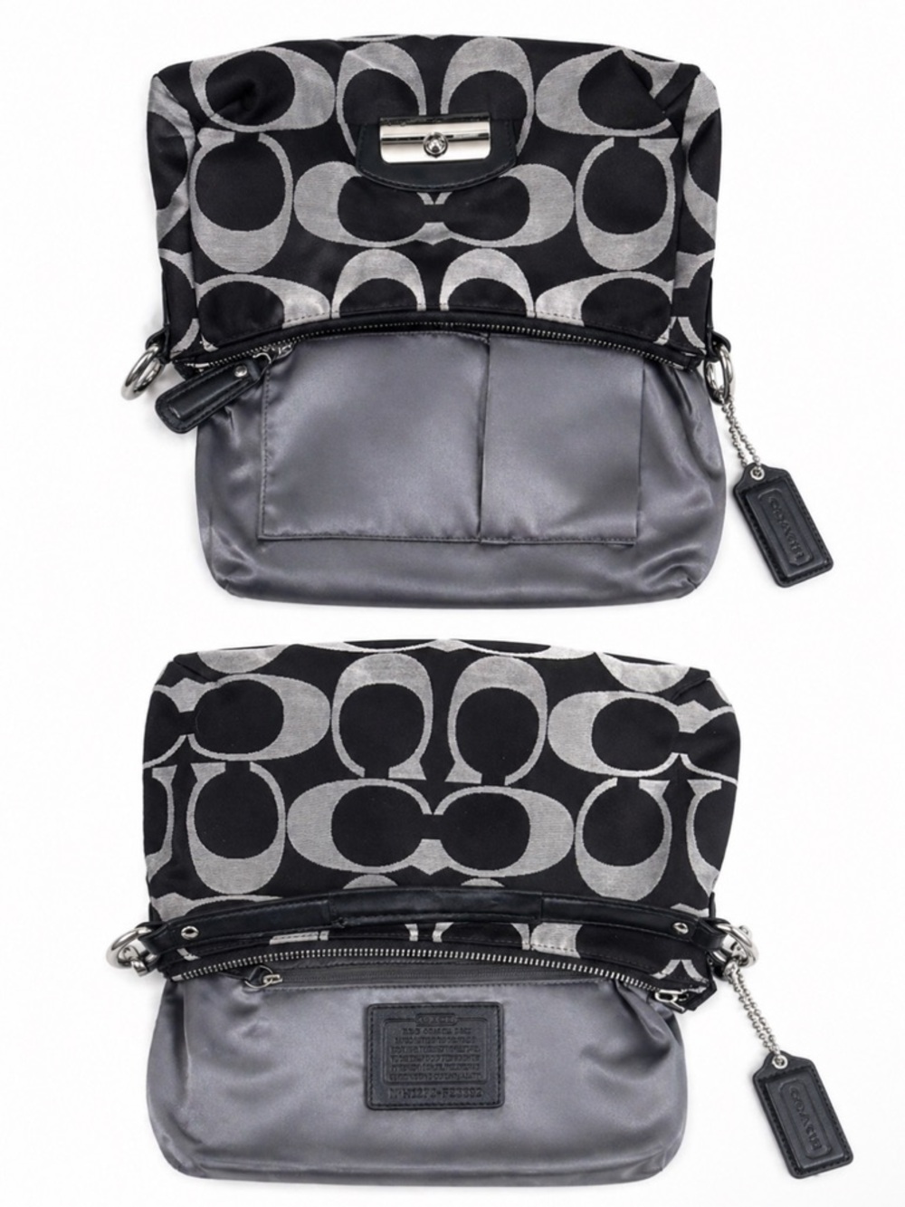 Coach Black & Gray Signature Jacquard  Kristin Shoulder Bag F22302 - Picture 4 of 6